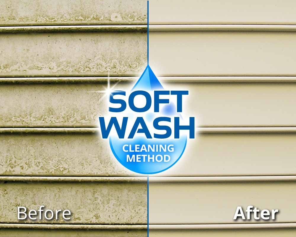 House soft wash, remove mold and mildew from siding. House soft wash, remove mold and mildew from siding.